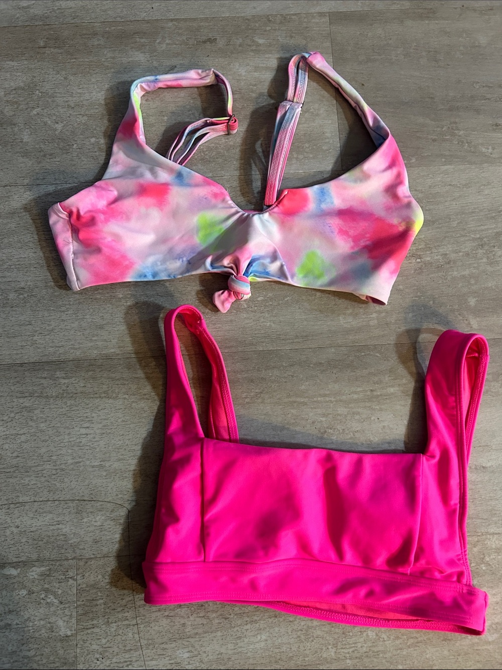 Swimwear Bundle 2 Tie-Dye & Neon Pink Bikini Tops Set
